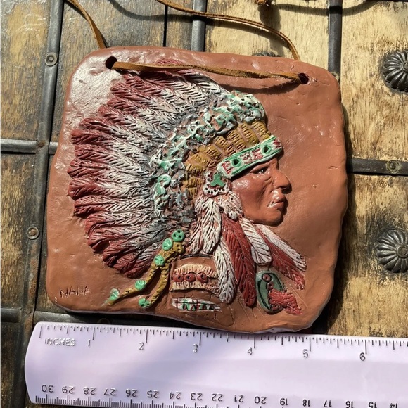 Ganz “NANA” Native American Pontiac Ottawa Chief Wall Plaque by Beverly Galvin - Picture 3 of 4
